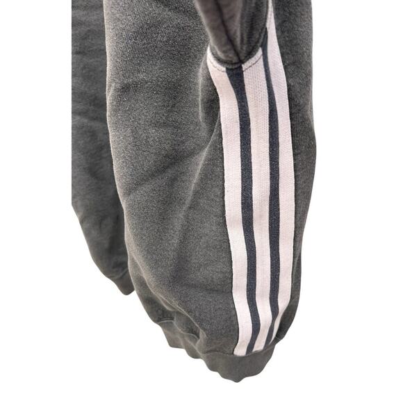 ADIDAS Vintage heavy weight charcoal gray striped sweatshirt Y2K sz L - Picture 3 of 5